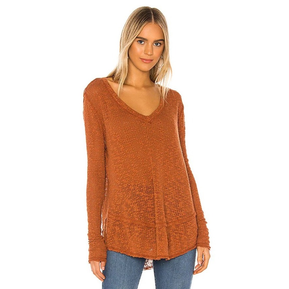 Free People We The Free Ocean Air Hacci Sweater in Copper Size Small